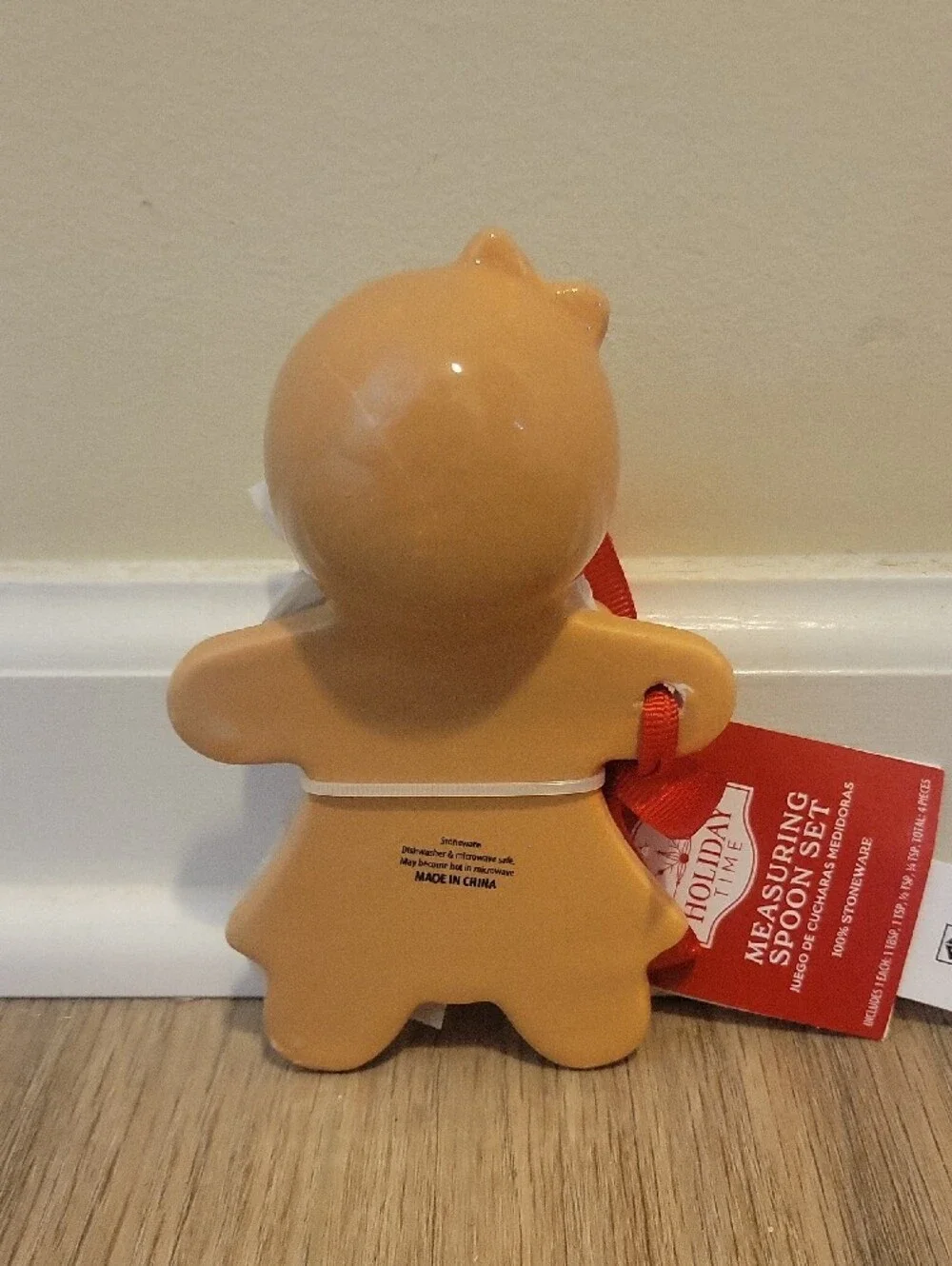 Holiday Time Gingerbread Measuring Spoon Set - Tan, White & Red